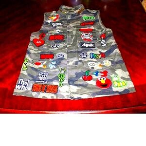 Custom Camo Battle Jacket Vest – AC/DC, Korn, Radiohead, Guns N’ Roses – Size M